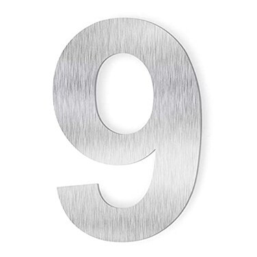 UTMOCO House Number 6 Inch Stainless Steel Floating Home Address Number Rustproof Easy Install Silver Number 9