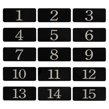 StayMax Plastic Rectangle Locker Numbered Sticker Room Number Table Number 125 Black