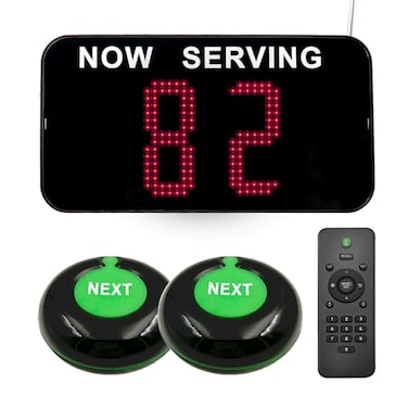 KOQICALL Now Serving Number System Take a Number System Number Calling System with 2 Digits Number Display and Next Call Button for Haunted House