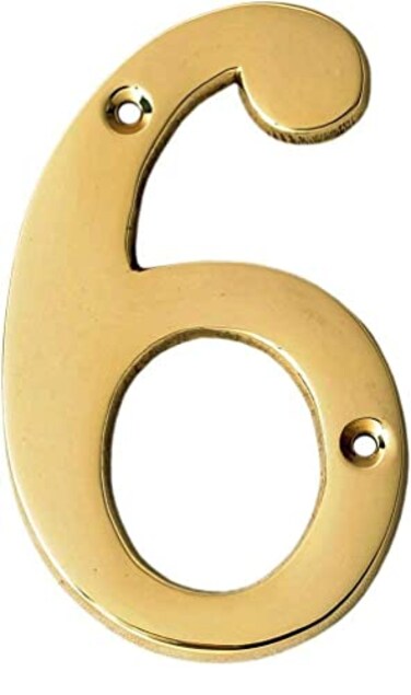 eSplanade 4 Brass House Hotel Door Number Plaque Sticky Numeric Numerical Digit 09 6six