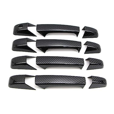 Dreamseek 12Pcs 4 Door Handle Cover Compatible with Chevy Tahoe Suburban Avalanche Silverado Yukon Sierra 2007 2008 2009 2010 2011 2012 2013 Exterior ABS Molding Protector Trim Carbon Fiber Pattern