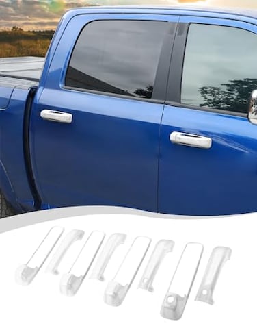 Hoolcar Exterior Door Handle Covers Outside Doorknob Cover Compatible with Dodge Ram 20092018 White