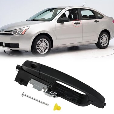 Moonlinks Compatible with Ford Focus 2008 2009 2010 2011 Exterior Door Handle Front Left Driver Side Replaces OE 8S4Z5422404AA Cap wKeyhole 8S4Z54218A14AA Bracket 8S4Z5426685B Matte Black