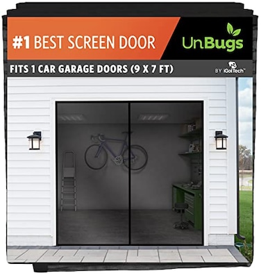 iGotTech UnBugs Garage Screen Doors for 1 Car Garage Fits Single Garage Doors up to 9 Feet Wide x 7 Feet Tall MAX Pet Kid Friendly SelfClosing Hands Free Magnet Closure Keeps Bugs Out Breeze in