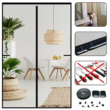 CHIYUNS Screen Door Mesh Magnetic Closure 36 x 80 inch Self Closing Fiberglass Mosquito Net with Magnet for Doors Heavy Duty Bug Fly Screens Curtain for Doorway Keep Bugs Out Pet Friendly