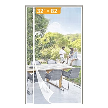 Yotache White Reversible Left Right Side Opening Magnetic Screen Door Fits Door Size 32 x 82 Unobstructed View Upgraded Polyester Mesh for Back Door Actual Screen Size 34 x 83