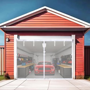 YoFuZiHu Premium Garage Door Screen for 1 Car Garage 10x8ft Durable Heavy Duty Fiberglass Screen Mesh with Hook Loop Tapes Strips Doors Screen with Powerful Magnets Easy Assembly 120 x 96 White