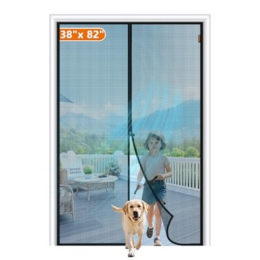 MAGZO Magnetic Screen Door Fit Door Size 38 x 82 Inch Screen Size 40 x 83 Sturdy Full Frame HookLoop for Sliding Door
