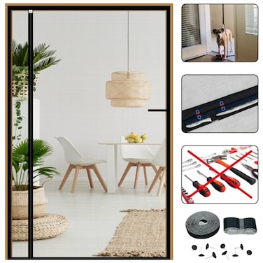 CHIYUNS Reversible Left Right Side Opening Screen Door Mesh Magnetic Closure Heavy Duty Self Closing Fiberglass Bug Net with Magnet for Sliding Doors Doorway Pet Friendly 36 x 80 inch