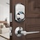 TEEHO TE002L Fingerprint Door Lock with 2 Lever Handles Keyless Entry Deadbolt with Handle Set Electronic Keypad Deadbolt for Front Door Auto Lock and 1 Touch Locking Satin Nickel