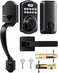 TEEHO TK001H Keyless Entry Door Lock with Handle Set Electronic Deadbolt Keypad Door Lock with Code Smart Locks for Front Door Exterior Door Handle AutoLock Easy to Install Matte Black