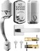 TEEHO TK001H Keyless Entry Door Lock with Handle Set Electronic Deadbolt Keypad Door Lock with Code Smart Locks for Front Door Exterior Door Handle AutoLock Easy to Install Satin Nickel