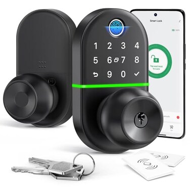 NICE DIGI Keyless Entry Knob for Front Door Keypad Digital Lock Biometric Lock with Fingerprint Easy Installation