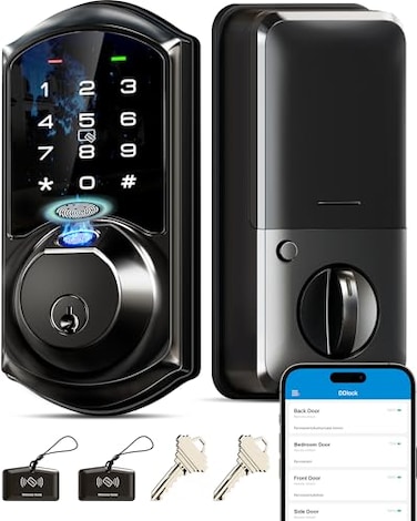 Veise VE07 Fingerprint Smart Door Lock 7in1 Keyless Entry Deadbolt with App Control Electronic Digital Touchscreen Keypad Biometric Smart Locks for Front Door Auto Lock Matte Black
