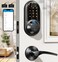 Veise RZ07B Smart Locks for Front Door 2 Lever Handles Fingerprint Keyless Entry App Control Biometric Door Lock Set Touchscreen Keypad Deadbolt Easy Install Auto Locking Matte Black