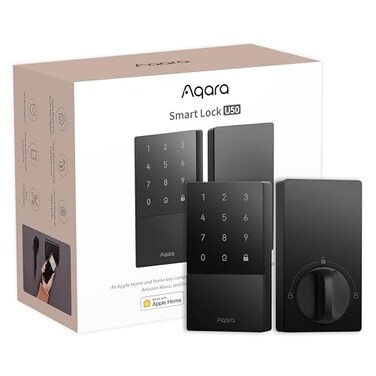 Aqara Smart Lock U50 Keyless Entry Door Lock with Apple Home Key Bluetooth Deadbolt Lock App Remote Control Supports Apple HomeKit Matter Google Home Alexa IFTTT Black