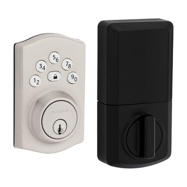 Kwikset Powerbolt 240 5Button Keypad Satin Nickel Traditional Electronic Deadbolt Door Lock Featuring Convenient Keyless Entry Customizable User Codes and AutoLocking