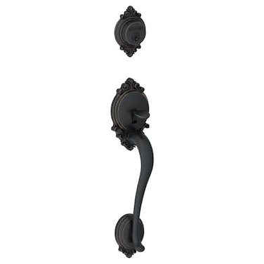 Schlage F58 BRK 716 Brookshire Exterior Handleset with Deadbolt Aged Bronze Exterior Half Only