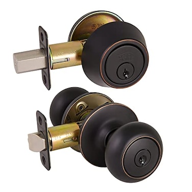 Design House 701813 Cambridge 2Way Adjustable Deadbolt and Entry Door Knob Oil Rubbed Bronze