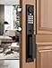 Tinewa Keyless Entry Door Lock with Lever Full Escutcheon Smart Door Handle Digital Keypad Deadbolt with App Front Door Handleset with Single Cylinder Deadbolt and Lever Auto Locking Black Finish