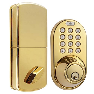 MiLocks TF02P Keyless Entry Door Lock with Keypad AutoLock Triple Security System Easy to Install Keypad Door Lock for Interior or Exterior Use Polished Brass