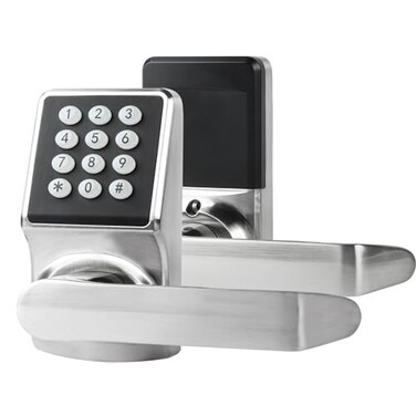 JESSTTI Keyless Entry Door Lock with Keypad Keypad Door Lock with Handle Smart Front Door Lock with CardPasscodeKey Digital Door Knob with Handle Silver