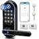 samtechT Bluetooth Fingerprint Smart Lock with Handle Keypad Fits Most US Doors DIY Install Keyless Entry Code FOB AutoLock Ideal for Home Airbnb Rental Kids Seniors Alexa Google Compatible