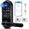 samtechT Bluetooth Fingerprint Smart Lock with Handle Keypad Fits Most US Doors DIY Install Keyless Entry Code FOB AutoLock Ideal for Home Airbnb Rental Kids Seniors Alexa Google Compatible