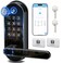 samtechT Bluetooth Fingerprint Smart Lock with Handle Keypad Fits Most US Doors DIY Install Keyless Entry Code FOB AutoLock Ideal for Home Airbnb Rental Kids Seniors Alexa Google Compatible