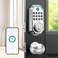 LNDU Keyless Entry Door Lock Smart Deadbolt Lock with Handleset D180 D280 Fingerprint Leveler Sliver