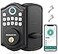 AkaGear Keyless Entry Door Lock with Fingerprint Electronic Keypad Deadbolt Smart Locks for Front Door AutoLock One Touch Locking with Bluetooth Password Code APP Control Matte Black