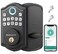 AkaGear Keyless Entry Door Lock with Fingerprint Electronic Keypad Deadbolt Smart Locks for Front Door AutoLock One Touch Locking with Bluetooth Password Code APP Control Matte Black