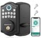 AkaGear Keyless Entry Door Lock with Fingerprint Electronic Keypad Deadbolt Smart Locks for Front Door AutoLock One Touch Locking with Bluetooth Password Code APP Control Matte Black