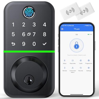 KUCACCI Smart Door Lock Deadbolt with Keypad Keyless Entry Door Lock Fingerprint Lock for Front Door Electronic Lock with Bluetooth and APP Control