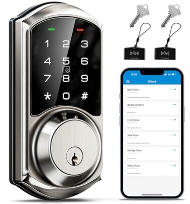 Veise VE06 Smart Deadbolt with App Control Keyless Entry Smart Lock for Front Door Electronic Digital Door Lock with Code Easy Install Satin Nickel
