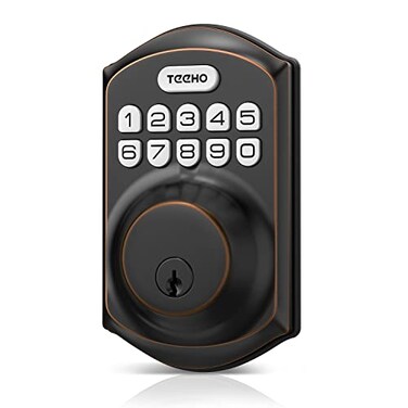 TEEHO TE001 Keyless Entry Door Lock with Keypad Smart Deadbolt Lock for Front Door with 2 Keys Auto Lock Easy Installation OilRubbed Bronze