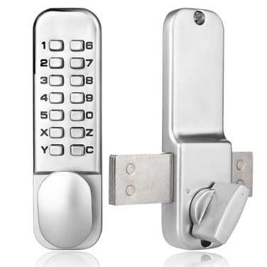 MUTEX Combination Door Lock MX250 Mechanical Keyless Surface Mount Deadbolt Satin Chrome