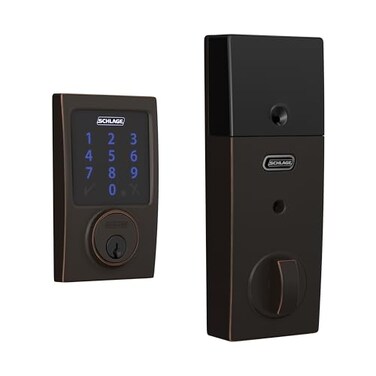 Schlage Connect Smart Deadbolt Lock with Touchscreen Keypad Keyless Front Door Entry ZWave Plus Compatible Aged Bronze BE469ZP CEN 716