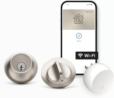 Level Lock WiFi Deadbolt Smart Lock Worlds Smallest Smart Lock Plus Apple Home Key LockUnlock Anywhere Level App for iOS Android Works with Apple Alexa Google Satin Nickel