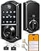 Veise VE017 Fingerprint Smart Door Lock App Control 8in1 Keyless Entry Auto Lock Emergency Power Port Electronic Touchscreen Keypad Biometric Smart Locks for Front Door Matte Black