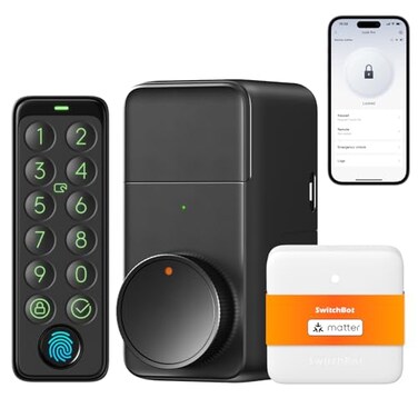 SwitchBot Smart Lock Pro Bundle LockKeypad TouchHub Mini Matter Fingerprint Deadbolt Retrofit IP65 Matter HomeKit Siri iPhoneApple Watch AlexaGoogle