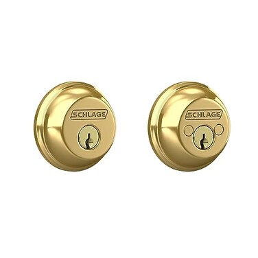 Schlage B62N605 Deadbolt with Standard Trim Keyed 2 Sides Highest Residential Security Bright Brass 2 Count