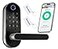 Dermum Keyless Entry Fingerprint Digital Smart Lock with Handle Keypad ElectronicElectric Lock with Code App Control Biometric Deadbolt Door Knob for Front Interior Exterior Bedroom Door Silver
