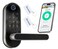 Dermum Keyless Entry Fingerprint Digital Smart Lock with Handle Keypad ElectronicElectric Lock with Code App Control Biometric Deadbolt Door Knob for Front Interior Exterior Bedroom Door Silver