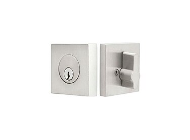 Emtek Stainless Steel Square Deadbolt available in Single and Double Cylinder Single Cylinder
