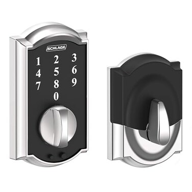 Schlage Touch Camelot Electronic Deadbolt Lock with Touchscreen Keypad Keyless Front Door Entry Bright Chrome BE375 CAM 625