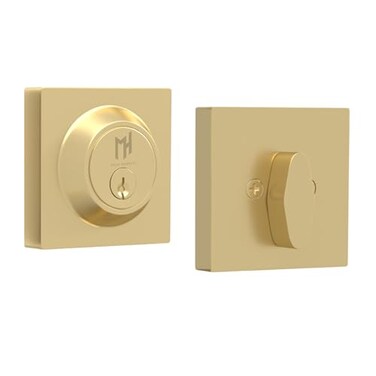Mega Handles ROBELL Entry Deadbolt Lock Heavy Duty Square Locking Deadbolt for Left or RightHanded Doors InteriorExterior Satin Brass