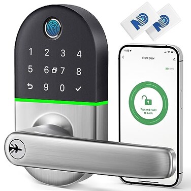 NICE DIGI Smart Keypad Door Lock with Handle Keyless Entry Fingerprint Lock for FrontInterior Door Electronic Digital Lock with Code Easy InstallationModel X1