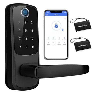 LORVIBO Smart Keyless Entry Door Lock Fingerprint Password Black 8000 Unlocks