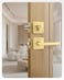 Leydebong 1 Pack Gold Door Handle Set with Single Cylinder Deadbolt Entry Door Locksets with Deadbolt Modern Contemporary Square Design in Zinc Alloy